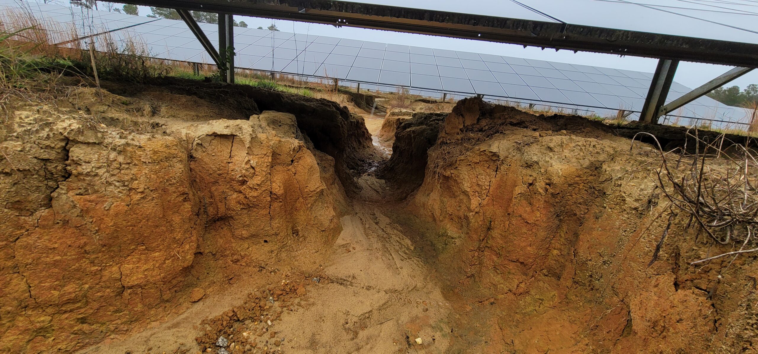 Stormwater erosion under solar panels